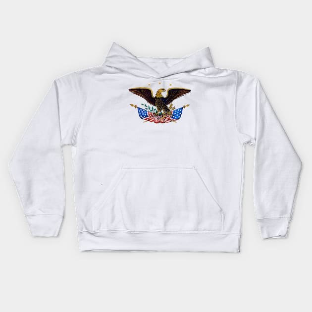 Vintage Patriotic American Eagle Kids Hoodie by Desert Owl Designs